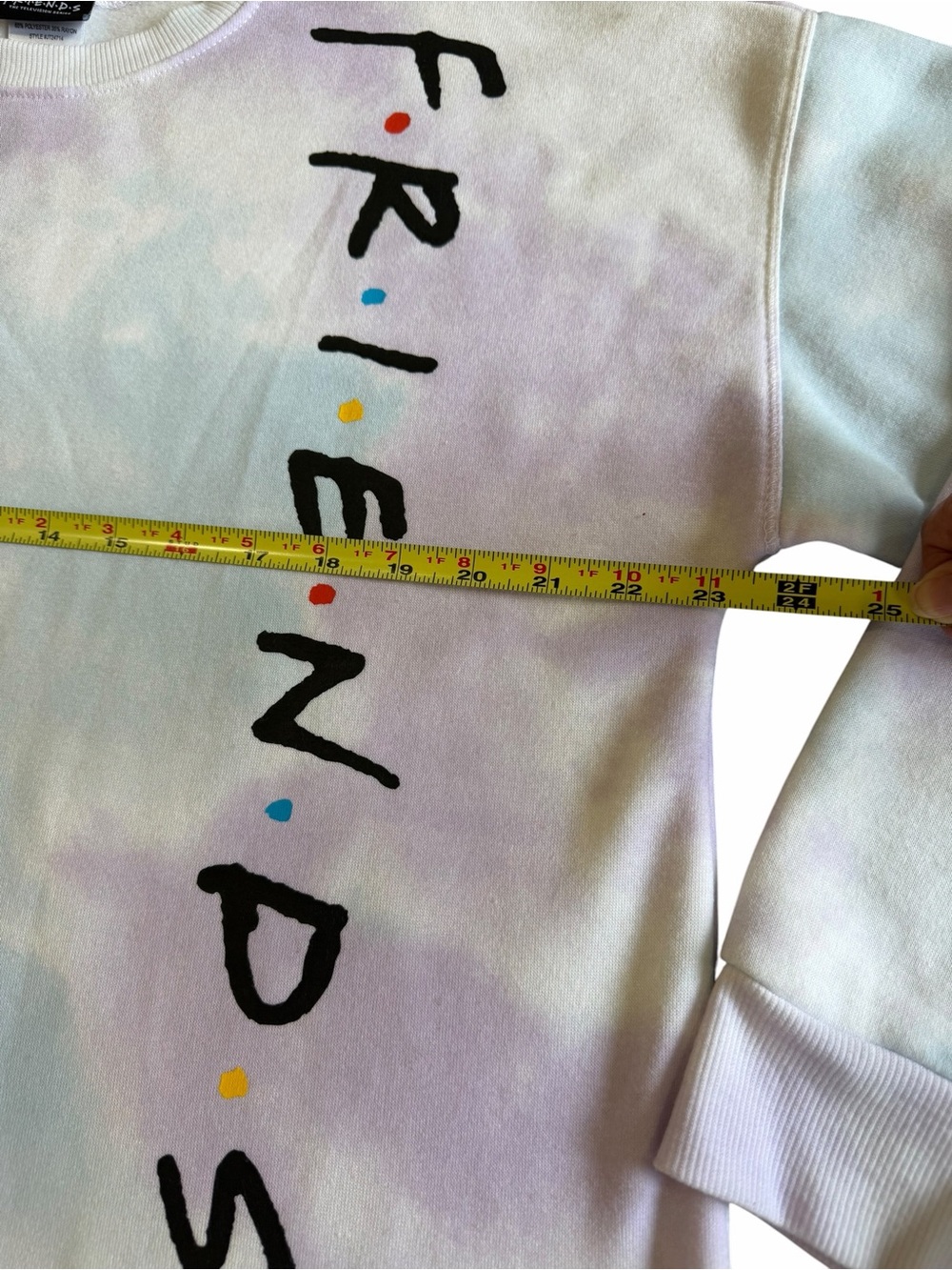 Friends TV Show Tie Dye Cropped Sweatshirt Large Pastel Fleece Pullover - Picture 4 of 8